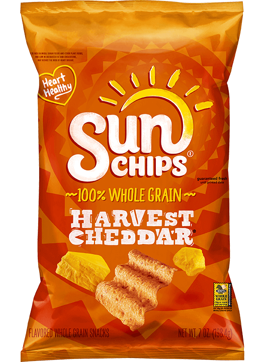 Bag of SUNCHIPS® HARVEST CHEDDAR® Flavored Whole Grain Snacks